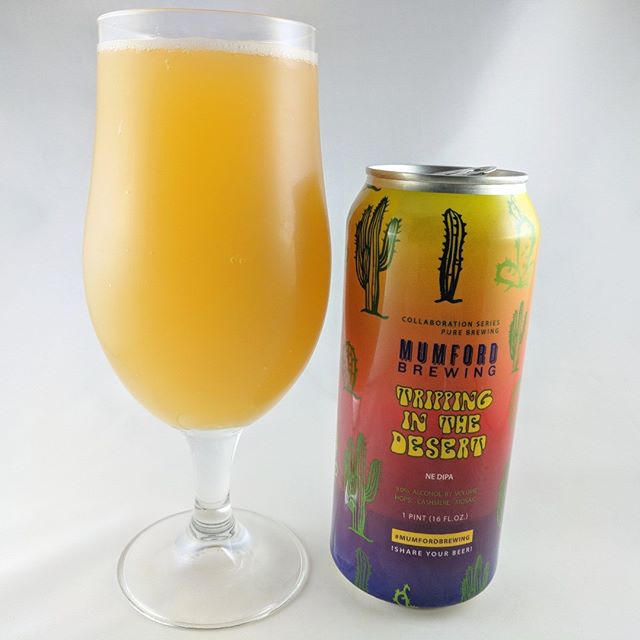 Beer: Tripping in the Desert Style: DIPA ABV: 9% IBU: – Hops: Cashmere, Mosaic ———————————– Brewery: Mumford Brewing – Los Angeles, CA / Pure Brewing – San Diego, CA Brewery IG: @mumfordbrewing / @purebrewing ———————————– Rating: 4.25/5 Notes: Tasty DIPA that has the hint of it’s abv which many of these hazy/juicy ipas have hidden. It’s welcomed and nice but I’m not knocked away. ———————————– What do you think about this Tripping in the Desert beer?