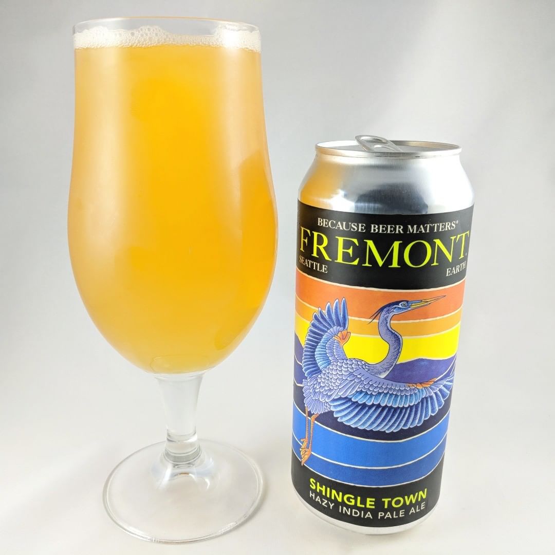 Beer: Shingle Town
Style: IPA
ABV: 6.5%
IBU: –
Hops: ?
———————————–
Brewery: Fremont Brewing – Seattle, WA
Brewery IG: @fremontbrewing
———————————–
Rating: 4.5/5
Notes: Good hazy but not great. Lacking a bit in the deep haziness but still very drinkable. Not sweet tasting. Can Art: Awesome drawing and sunset scene.  Simple background, complex foreground has great contrast.
———————————–
What do you think about this Shingle Town beer?