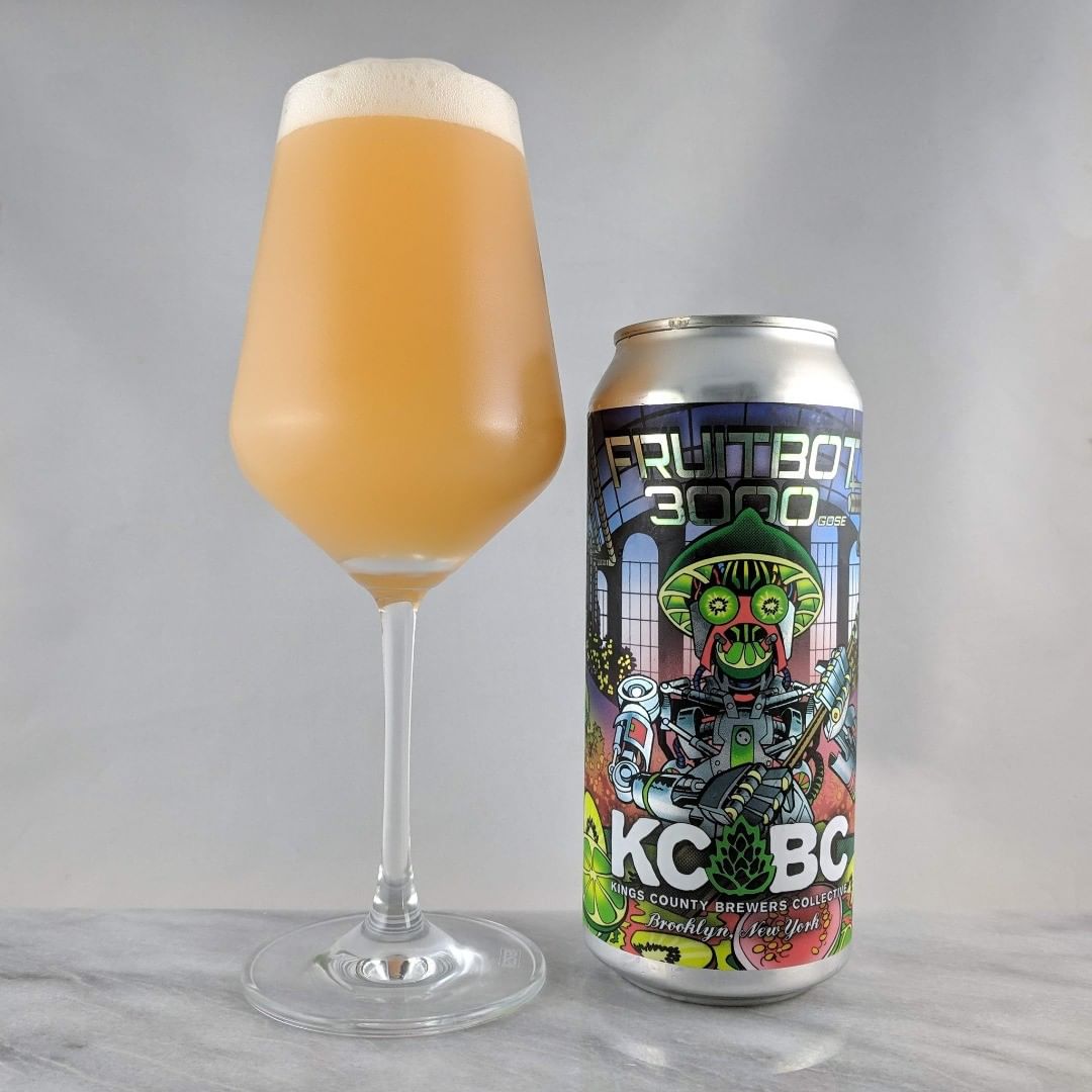 Beer: Fruitbot 3000
Style: Sour – Gose
ABV: 4.5%
IBU: –
Hops: ?
———————————–
Brewery: Kings County Brewers Collective –  Brooklyn, NY
Brewery IG: @kcbcbeer
———————————–
Rating: 4.25/5
Notes: Very tasty and nicely tart. Lots of flavors of kiwi and guava. Looking forward to more brews from KCBC.
Can art: Awesome design 
Drinkage: No date on can.
———————————-