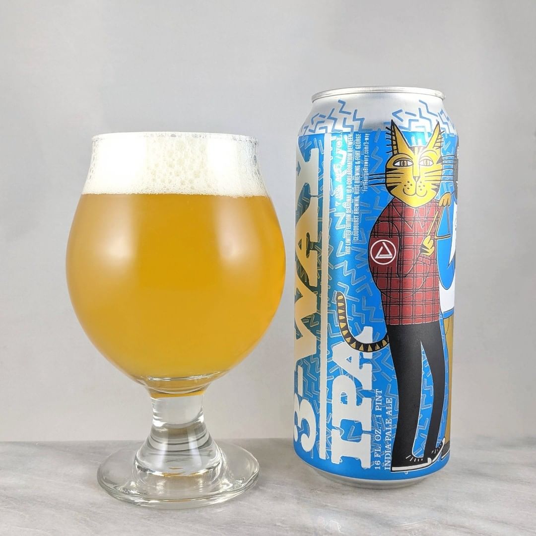 Beer: 3-Way (Citra 2019)
Style: IPA
ABV: 7.2%
IBU: –
Hops: Citra and ?
———————————–
Brewery: Fort George – Astoria, OR, Ruse Brewing- Portland, OR, and Cloudburst Brewing – Seattle, WA
Brewery IG: @fortgeorgebeer, @rusebrewing, @cloudburstbrew
———————————–
Rating: 4/5
Notes: Ah yes you know it’s summer when 3-way pops up.  This year features a collab with Ruse and Cloudburst. Those are two solid breweries and combined with Fort George, that’s an awesome 3-way. This year they are rotating the dominant dry hop and this version was of Citra hops.  It’s nice and bright and easy to drink. Not much hop bitterness and slightly juicy but not very hazy. Good stuff. I’m sure I’ll be drinking the shit out of this beer all summer.
Can Art: Awesome design with the three brewery cats. 
Drinkage: 13 days after date on can
———————————–