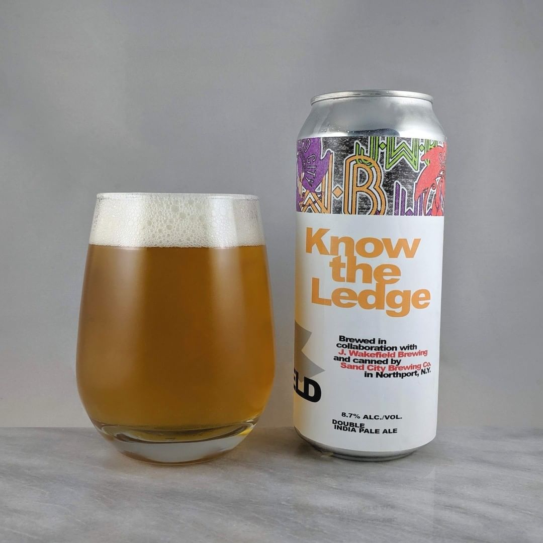 Beer: Know the Ledge
Style: DIPA
ABV: 8.7%
IBU: –
Hops: ?
———————————–
Brewery: Sand City Brewing Co – Northport, NY and J. Wakefield Brewing – Miami, FL
Brewery IG: @sandcitybrewery and @JWakefieldBeer
———————————–
Rating: 3.75/5
Notes: Not too shabby at all. West coast style IPA with some hoppy goodness and bitterness but it’s solid. Some piney and earthy flavors which are enjoyable.
Can art: Meh. Kinda feels thrown together.
Drinkage: 48 days from date on can.
———————————–