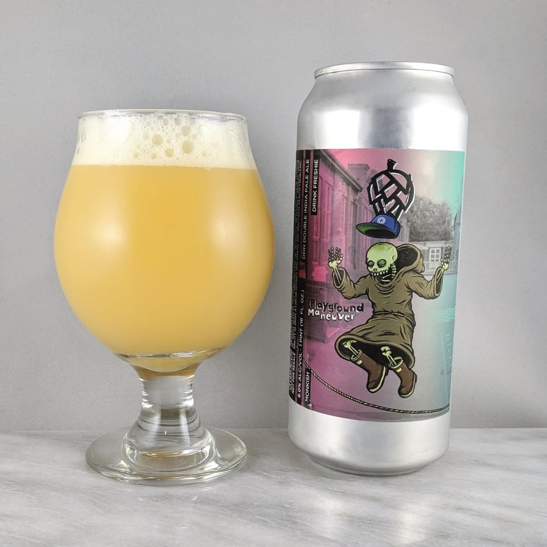 ????: Playground Maneuvers
?????: DIPA
???: 9%
???: –
????: Galaxy, Simcoe, Vic Secret, and Citra
———————————–
???????: Monkish Brewing Company – Torrance, CA
??????? ??: @monkishbrewing
———————————–
??????: 4.25/?
?????: So crushable and easy to drink. I’m down. Not sweet and no hop burn but a good slight hop as expected. 
??? ???: Sick. Not crazy but I really like the design. 
????????: 9 days after date on can