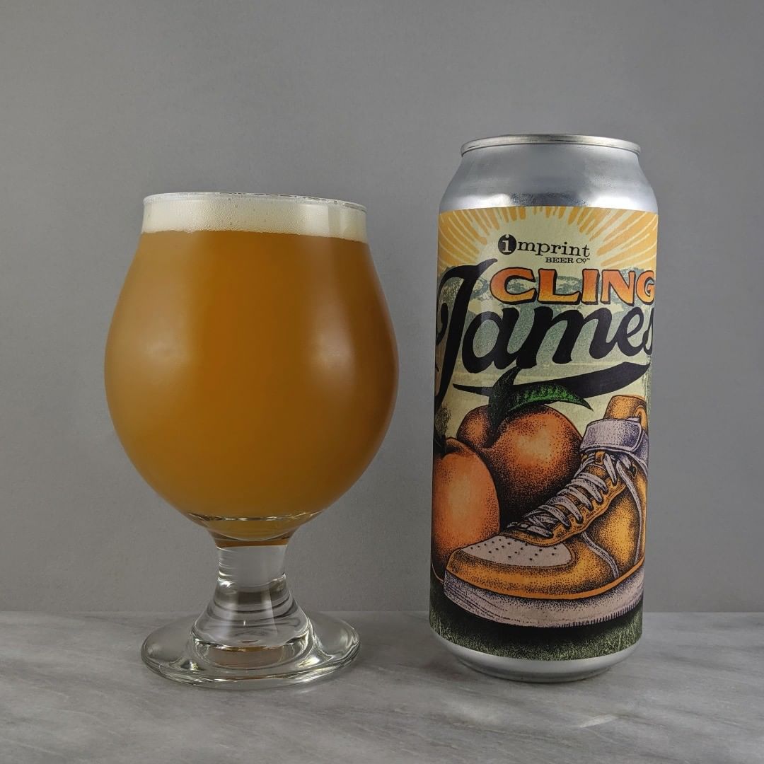 ????: Cling James
?????: Sour IPA
???: 6%
???: –
????: Galaxy, Amarillo, and Rakau
———————————–
???????: Imprint Beer Co – Hatfield, PA
??????? ??: @imprintbeer
———————————–
??????: 4.25/?
?????: Great! The peach flavor rings right in. Good King James reference as I love basketball and I think James is one of the best players of our time even though he’s in the news lately for some questionable stuff. TIL: I never knew about cling peaches verse freestone peaches. Makes so much sense. No hop flavor or bitterness, pretty sweet taste and very fruity. 
??? ???: Sweet. Liking the shoes and peaches illustration. 
????????: 13 days after date on can.