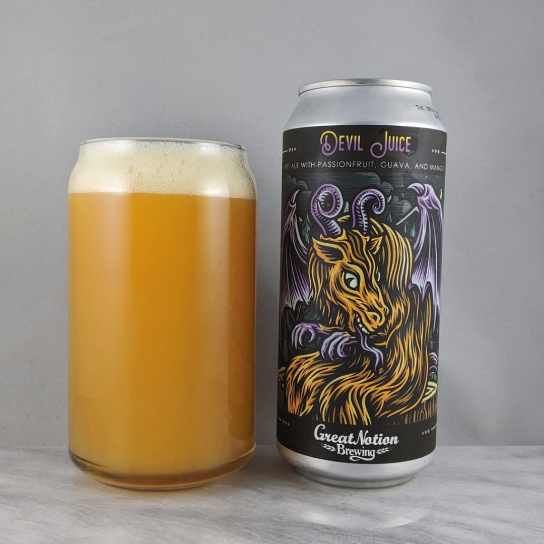 ????: Devil Juice
?????: Sour
???: 6%
???: –
????: –
———————————–
???????: Great Notion Brewing – Portland, OR and Kane Brewing – Ocean, NJ
??????? ??: @greatnotionpdx and @kanebrewing
———————————–
??????: 4.25/?
?????: I like.Tons of passion fruit and guava flavor. It’s certainly a tart ale. Medium tartness, a bit sweet as expected and no bitterness. 
??? ???: Awesome dragon design by @timberps 
????????: 3 days after date on can.