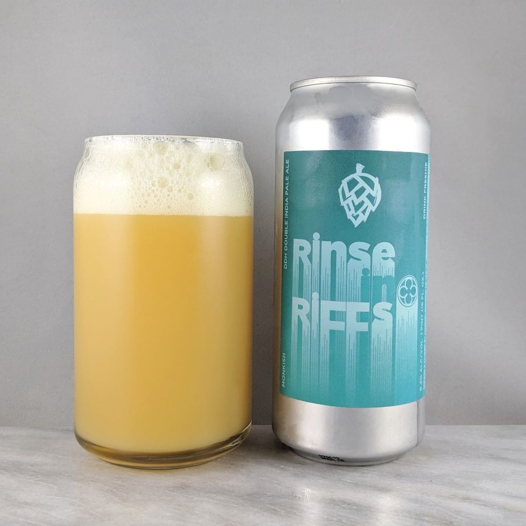 ????: Rinse in Riffs (Batch 4)
?????: DIPA
???: 8.4%
???: –
????: Citra and Galaxy
———————————–
???????: Monkish Brewing Company – Torrance, CA
??????? ??: @monkishbrewing
———————————–
??????: 4.25/?
?????: Good offering from Monkish. Some hoppiness and great flavor. 
??? ???: Awesome text design. The fading out is legit. 
????????: 7 days after date on can