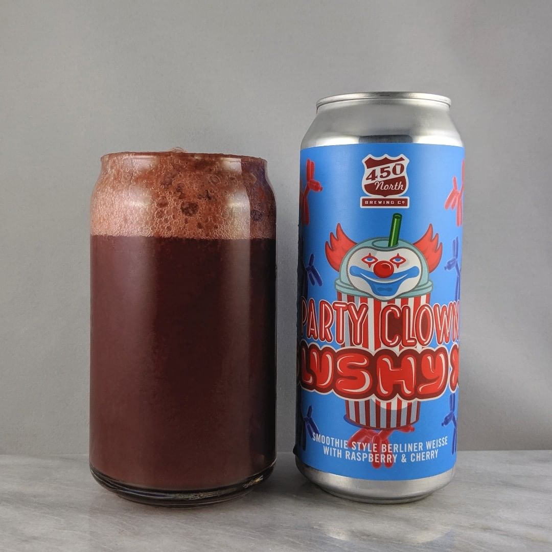 ????: Slushy XL Party Clown
?????: Sour
???: 8%
???: –
????: –
———————————–
???????: 450 North Brewing – Columbus, IN
??????? ??: @450northbrewing
———————————–
??????: 4.25/?
?????: 450 is still slaying it with the slushys. So thick and easy to drink. I get a ton of raspberry and not as much cherry. Sweet as expected. 
??? ???: A kinda creepy slushy can with the weirdo clown 
????????: No date on can.
