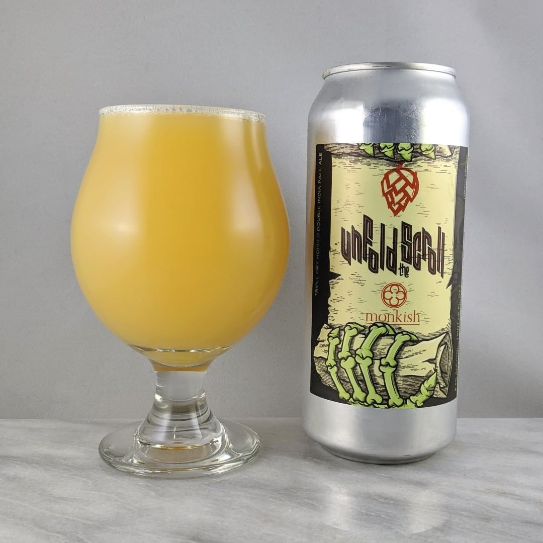 ????: Unfold the Scroll (Batch 2)
?????: IPA
???: 8.3%
???: –
????: –
———————————–
???????: Monkish Brewing Company – Torrance, CA
??????? ??: @monkishbrewing
———————————–
??????: 4.25/?
?????: This is a tasty beverage. So crushable and easy to drink. Not sweet and no hop burn. 
??? ???: That’s sweet. Great drawing. 
????????: Science… 3 months after date on can.