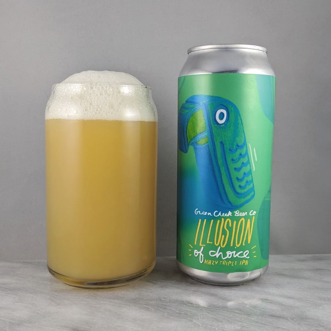 ????: Illusion of Choice
?????: TIPA
???: 10%
???: –
????: Citra and Galaxy
———————————–
???????: Green Cheek Beer Company – Orange, CA
??????? ??: @greencheekbeer
———————————–
??????: 4/?
?????: A 10% heater. Solid and crushable. Hard to believe this is a triple as it’s smooth and easy drinking. Not much hop bitterness and not sweet. 
??? ???: “It’s your call but this hazy triple IPA is seriously the best choice you can make for yourself right now. Trust me”. Love the saying on the can. Goes great with the name of the beer. 
????????: 48 days after date on can.