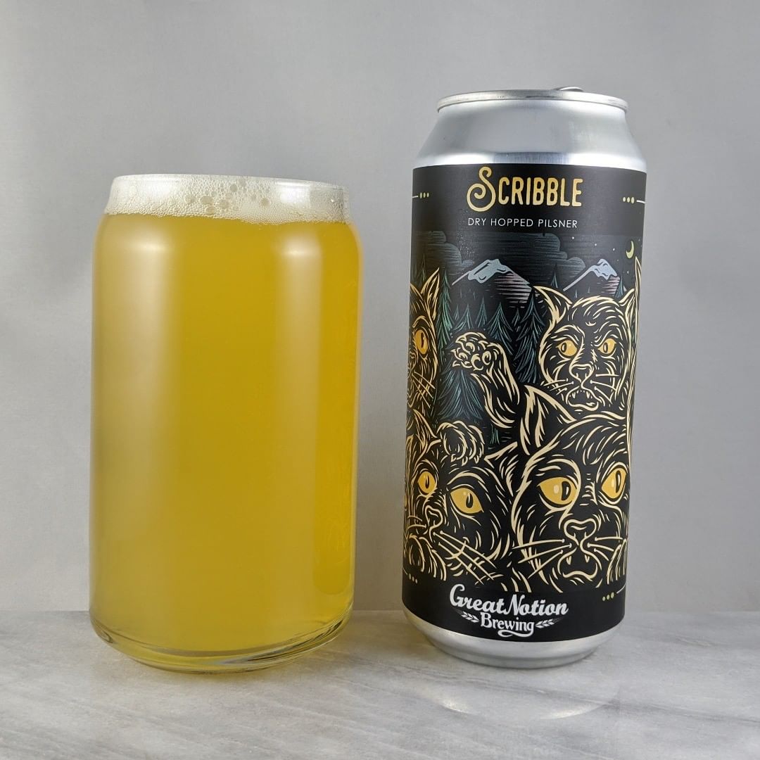 ????: Scribble
?????: Pilsner
???: 5.8%
???: –
????: Citra and Motueka
———————————–
???????: Great Notion Brewing – Portland, OR and Highland Park – Los Angeles, CA
??????? ??: @greatnotionpdx and @highlandparkbrewery
———————————–
??????: 3.75/?
?????: A solid, light, hoppy pilsner with some good flavor. It’s light enough to crush it by yourself. It’s a hoppy summer beer. I wish it was summer. Some hoppiness and not sweet. 
??? ???: Cats on cats on cats. Nice work @timberps. 
????????: Day of release.  Today!