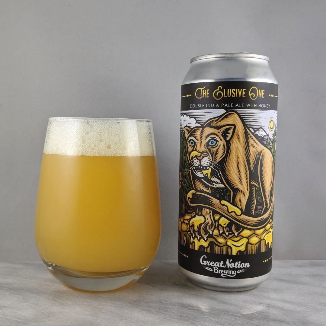 ????: The Elusive One
?????: DIPA
???: 8%
???: –
????: ?
———————————–
???????: Great Notion Brewing – Portland, OR and Foam Brewers – Burlington, VT
??????? ??: @greatnotionpdx and @FoamBrewers
———————————–
??????: 4/?
?????: Good. The hops and the honey have an interesting balance between sweetness and hoppiness. Neither are very prominent but there. I like it. 
??? ???: This is a great label.  @timberps always kills it.
????????: 10 days after date on can.