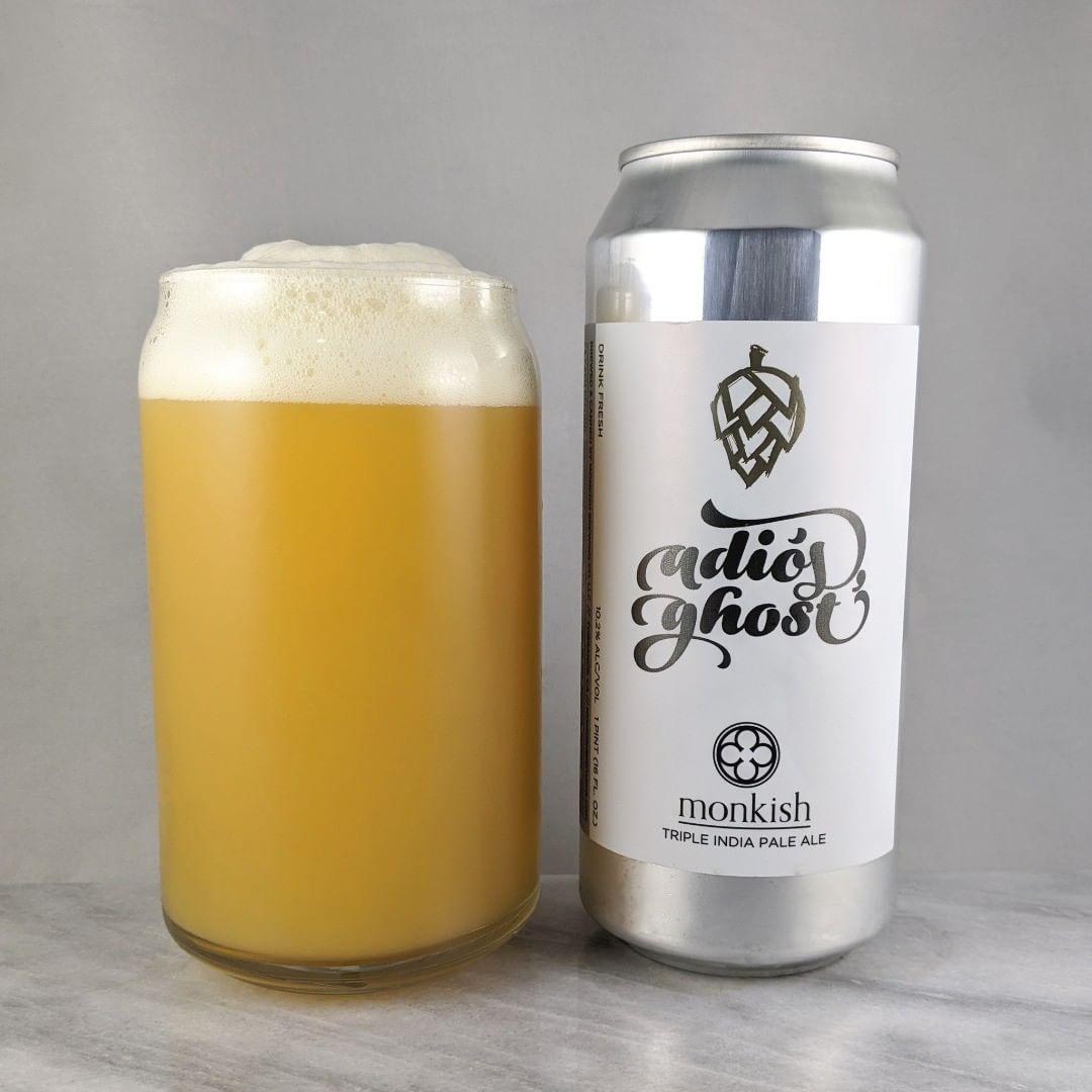 ????: Adios Ghost (Batch 3)
?????: TIPA
???: 10.2%
???: –
????: Citra
———————————–
???????: Monkish Brewing Company – Torrance, CA
??????? ??: @monkishbrewing
———————————–
??????: 4/?
?????: Some good stuff. I never had the previous batches but I’m assuming they were good if they are still brewing it.  A little boozy but not bad. Not much bitterness and not sweet. Solid. #monkishmonday
??? ???: Clean and simple but with a cool font / illustration / calligraphy. 
????????: 18 days after date on can