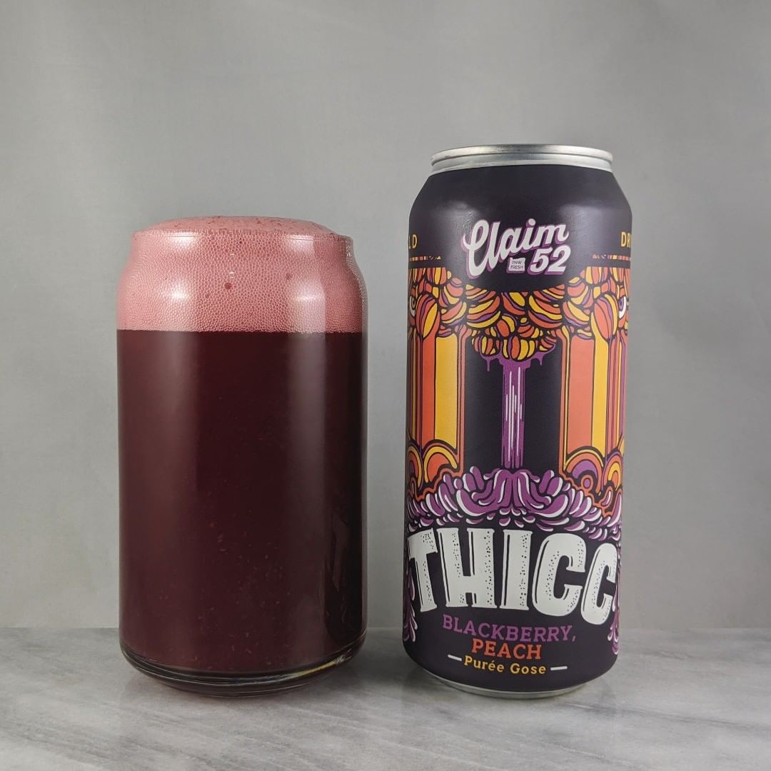 ????: Thicc: Blackberry Peach
?????: Sour/Fruit
???: 5%
???: –
????: –
———————————–
???????: Claim52 Brewing – Eugene, OR
??????? ??: @claim52brew
———————————–
??????: 4.25/?
?????: Niiice. A thicc fruited from the local guys at Claim52. I get mostly peach flavor but there’s some blackberry in there to help change it up. Pretty sweet but not overly. Some tartness but not sour. 
??? ???: Great deisgns and label art. 
????????: No date on can but pretty fresh. Around 3-4 days after it was canned I believe.