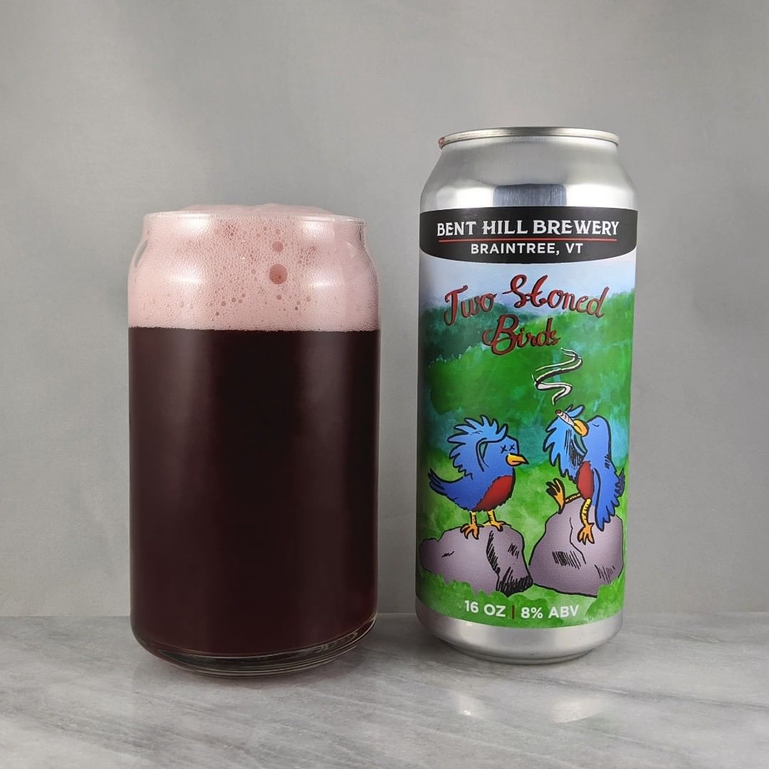 ????: Two Stoned Birds
?????: Sour
???: 8%
???: –
????: –
———————————–
???????: Bent Hill Brewery – Braintree Hill, VT 
??????? ??: @benthillbrewery
———————————–
??????: 3.75/?
?????: The smell off this beer smells amazing. Very fregrent. For the taste it’s a nicely fruited ale with some tartness. It’s on the dryer side verse sweet. Not sure I’ve had many beers with red currants in them. 
??? ???: Awesome birds and drawing. 
????????: No date on can.