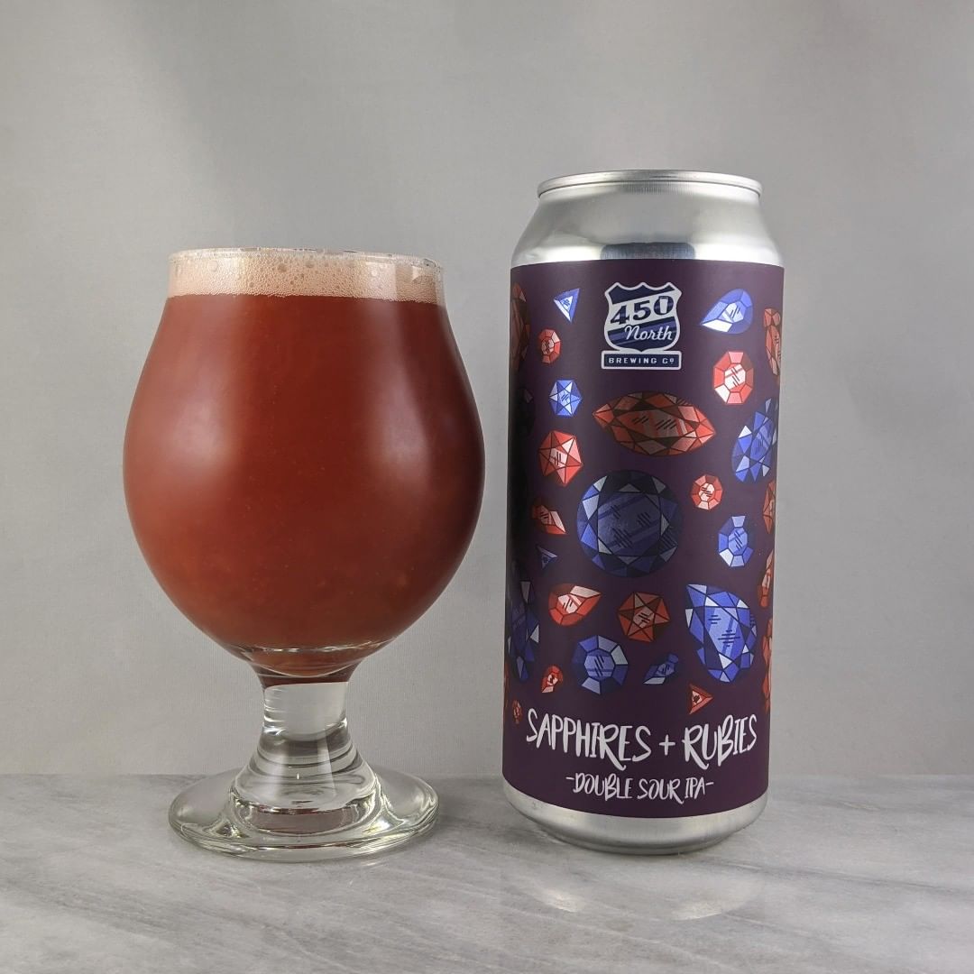 ????: Sapphires and Rubies
?????: Sour
???: 7.3%
???: –
????: Citra
———————————–
???????: 450 North Brewing – Columbus, IN
??????? ??: @450northbrewing
———————————–
??????: 4.25/?
?????: Really good. Tasty, fruity, well balanced sweetness and tartness. Only criticism is that I’d probably mistake this for anyone one of the tons of flavors of slushys. I’m not getting much hops because of the super fruitiness. Not a bad thing. Sweet and tart. Not bitter. 
??? ???: $$.. the reflective print is fire. 
????????: Less than a week after release.