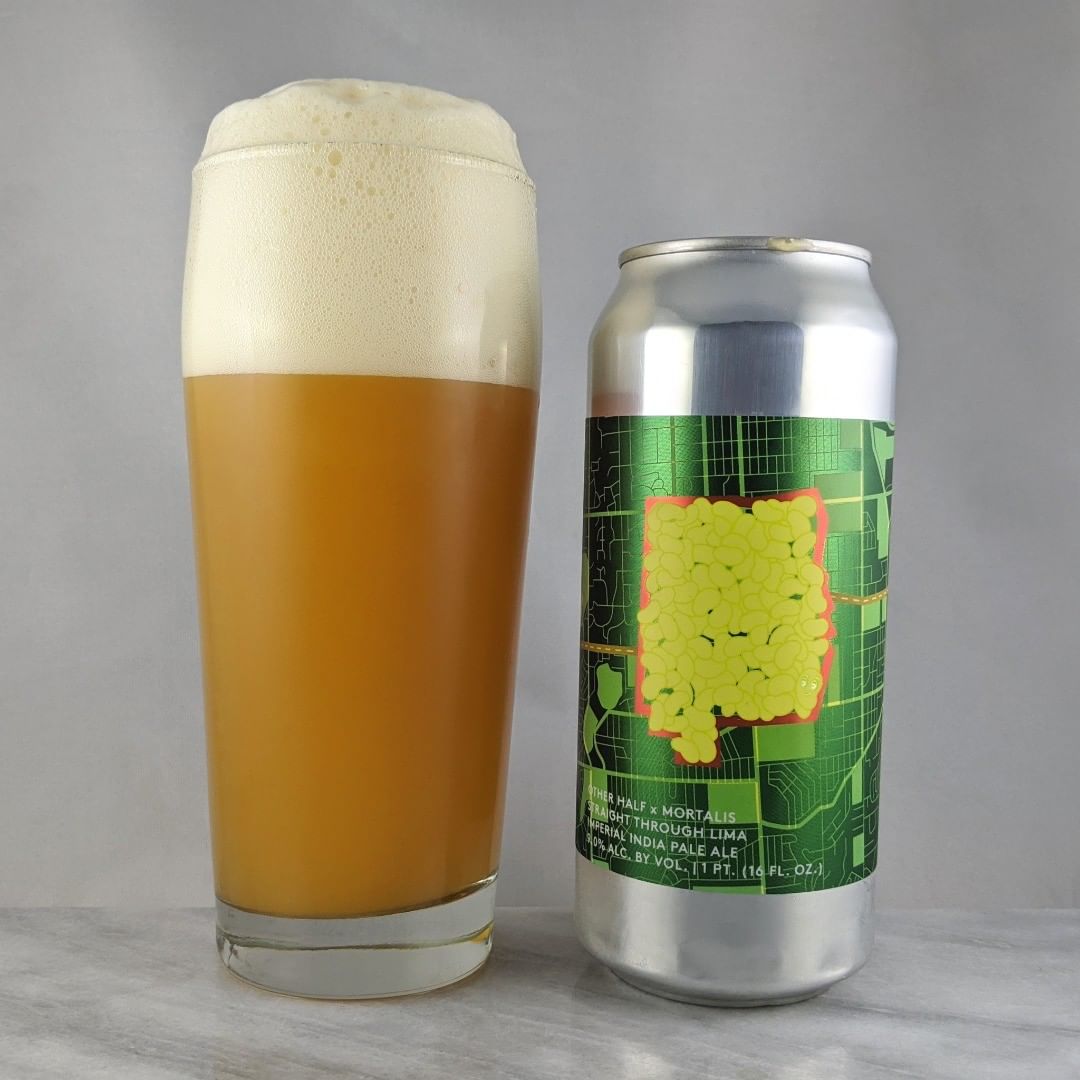 ????: Straight Through Lima
?????: DIPA
???: 9%
???: –
????: Mosaic, Motueka, and Riwaka
———————————–
???????: Other Half Brewing Co. – Brooklyn, NY and Mortalis Brewing Co – Avon, NY
??????? ??: @OtherHalfNYC and @mortalisbrewing
———————————–
??????: 4.25/?
?????: Easy drinking is what I like. This one was great. Crushable and smooth. Would drink again. Very carbonated as seen…
??? ???:  Nice. Highlights the close proximity I see. 
????????: No date on can.