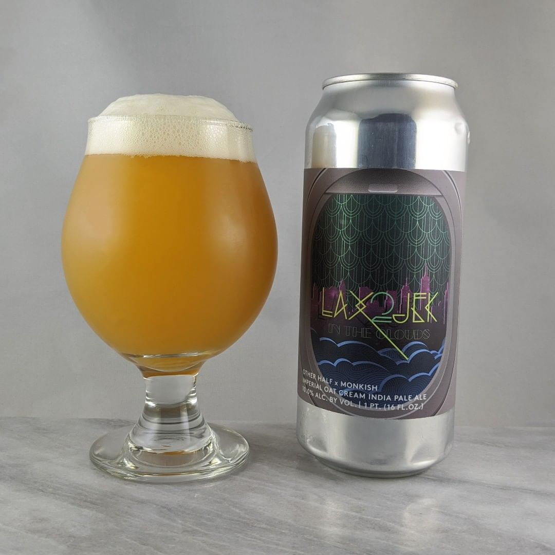 ????: LAX2JFK in the Clouds (2020)
?????: TIPA
???: 10%
???: –
????: Simcoe, Motueka, and Citra
———————————–
???????: Other Half Brewing Co. – Brooklyn, NY and Monkish Brewing – Torrance, CA
??????? ??: @OtherHalfNYC and @monkishbrewing
———————————–
??????: 4.25/?
?????: At 10% this is great. Not boozy and easy to drink. Really has that oatmeal smoothness. 
??? ???:  I’m liking the line design. Got that neon feeling.
????????: 22 days after date on can.