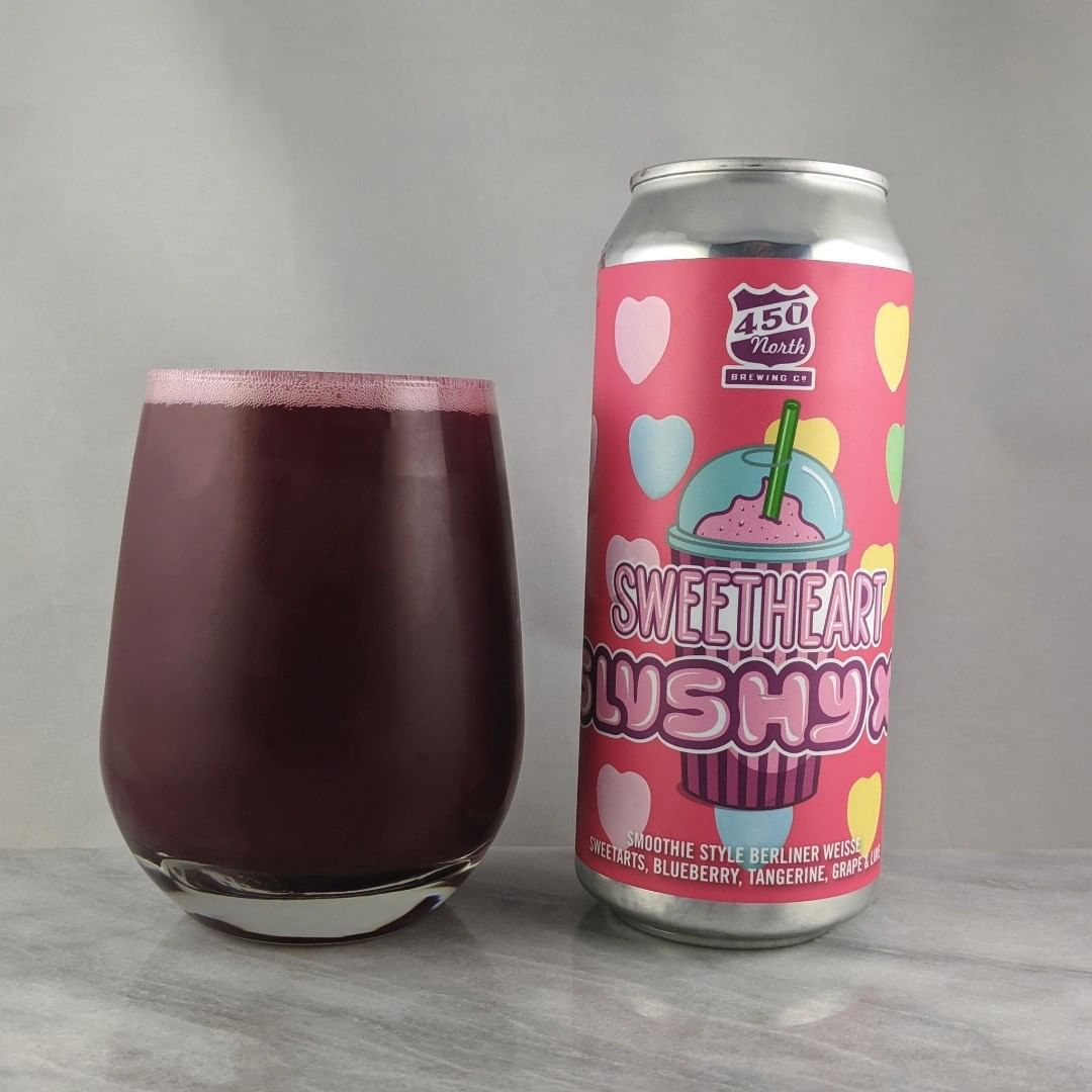 ????: Slushy XL Sweetheart
?????: Sour
???: 5.74%
???: –
????: –
———————————–
???????: 450 North Brewing – Columbus, IN
??????? ??: @450northbrewing
———————————–
??????: 4/?
?????: Abvgate or not some of the flavors for the slushys are right on. This does taste like a liquidfied sweetheart candy. This one is wasn’t as crazy thick as some other slushys. Sweet and slightly tart. 
??? ???: Slushy can with sweetheart candy… ????????: A bit old at around 1.5months.
