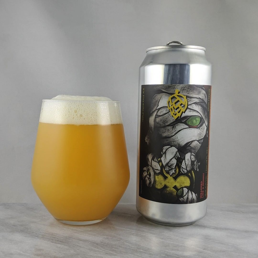 ????: Wrapped Like a Mummy
?????: TIPA
???: 10.1%
???: –
????: Citra, Galaxy, Mosaic and Nelson
———————————–
???????: Monkish Brewing Company – Torrance, CA
??????? ??: @monkishbrewing
———————————–
??????: 4/?
?????: Solid triple. I’m liking it and kinda tasting some oats. Some good citrus taste as well. It’s slightly boozy and not sweet. 
??? ???: Sick illustration and name. The date stamp says “Brendan Fraser” which is too good. 
????????: A bit late at around 50 days.